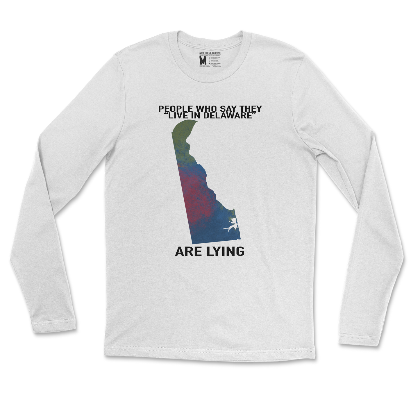 Gildan SoftStyle Long Sleeve Delaware Doesnt Exist in White