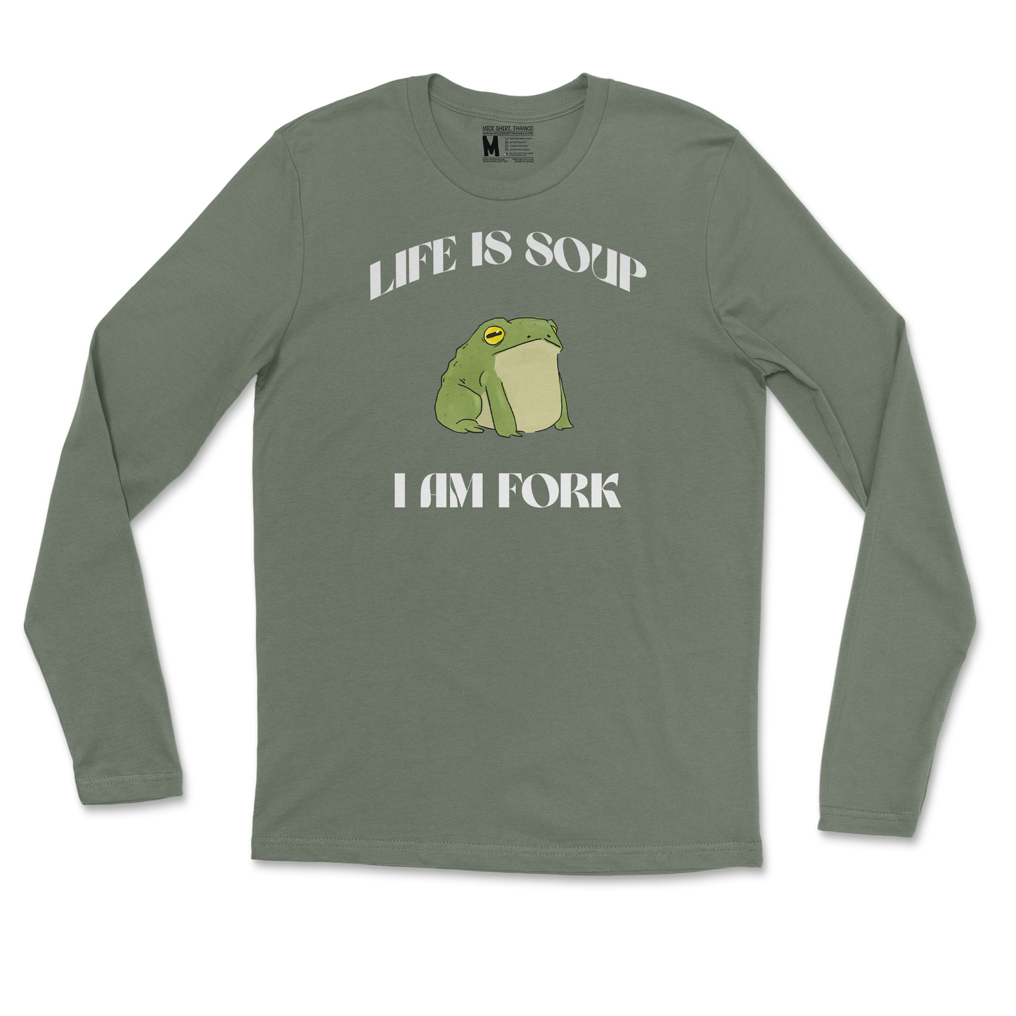 Gildan SoftStyle Long Sleeve I Am Fork  in Military-Green