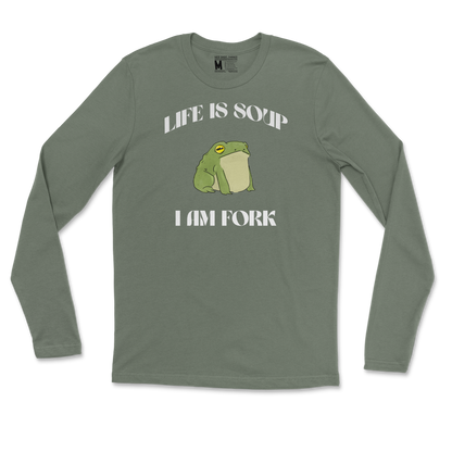 Gildan SoftStyle Long Sleeve I Am Fork  in Military-Green