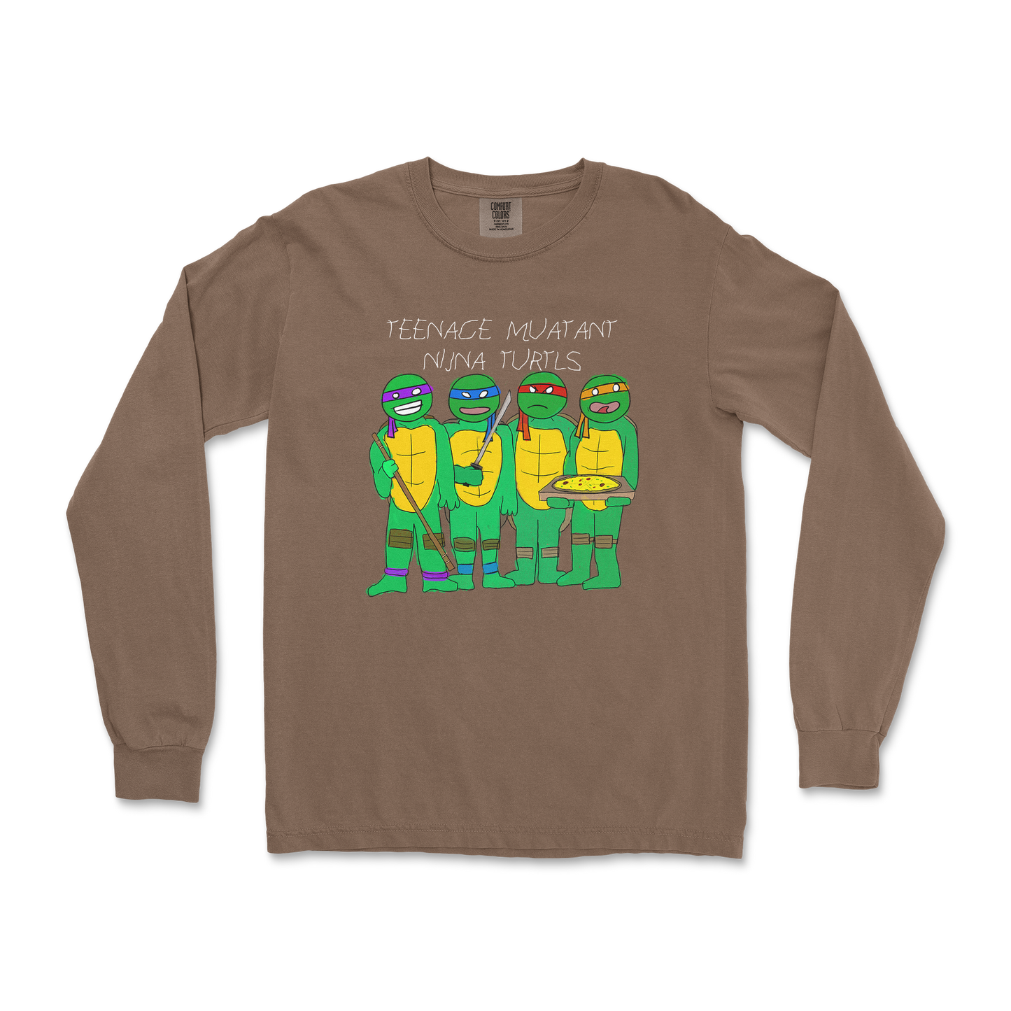 Comfort Colors Long Sleeve Ninja Turtles in Espresso