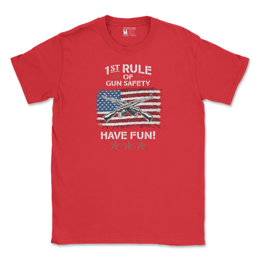 Gildan SoftStyle T-Shirt 1st Rule of Gun Safety in Red