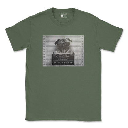 Gildan SoftStyle T-Shirt Naughty Pug in Military Green