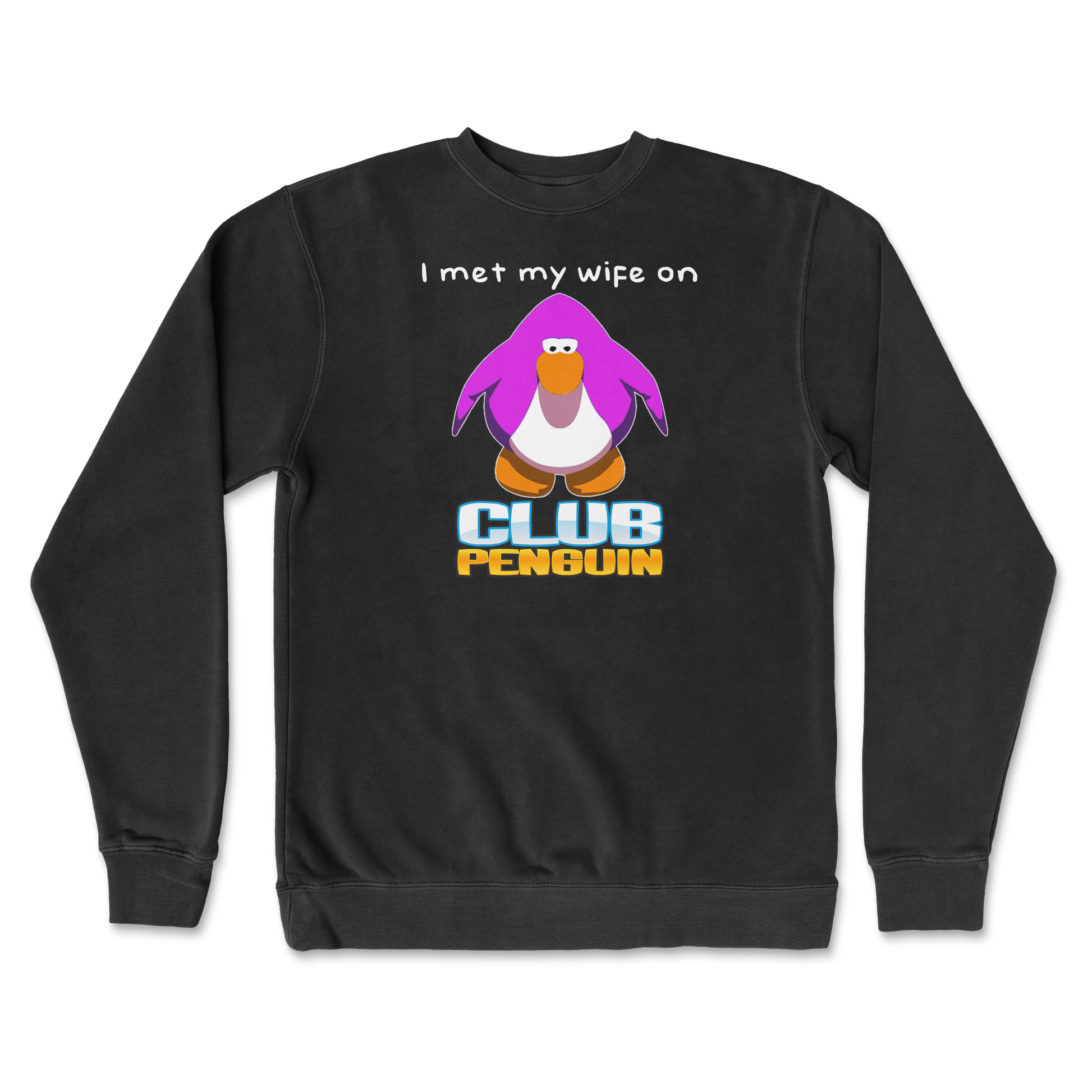 Independent Clothing Co. Crew Neck Club Penguin Wife  in Black