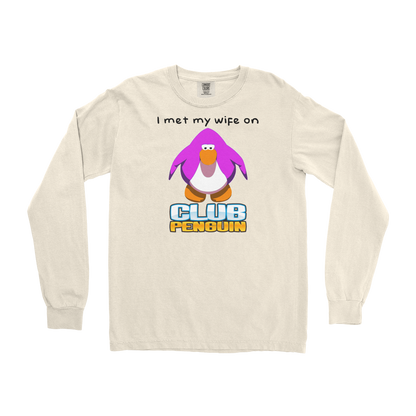 Comfort Colors Long Sleeve Club Penguin Wife  in Ivory