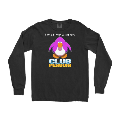 Comfort Colors Long Sleeve Club Penguin Wife  in Black