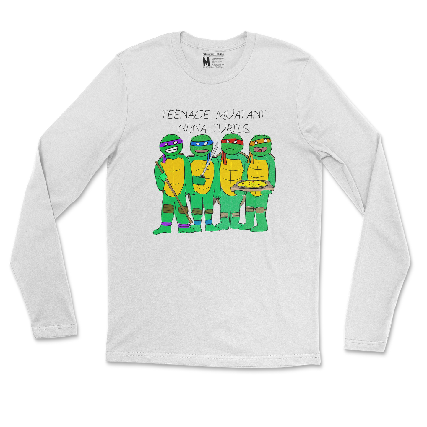 Gildan SoftStyle Long Sleeve Ninja Turtles in White