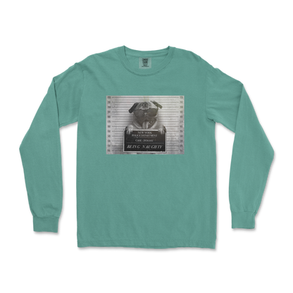 Comfort Colors Long Sleeve Naughty Pug in LightGreen