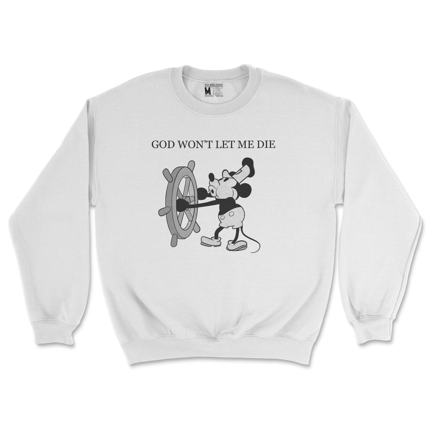 Gildan SoftStyle Crew Neck God Wont Let Me Die in White