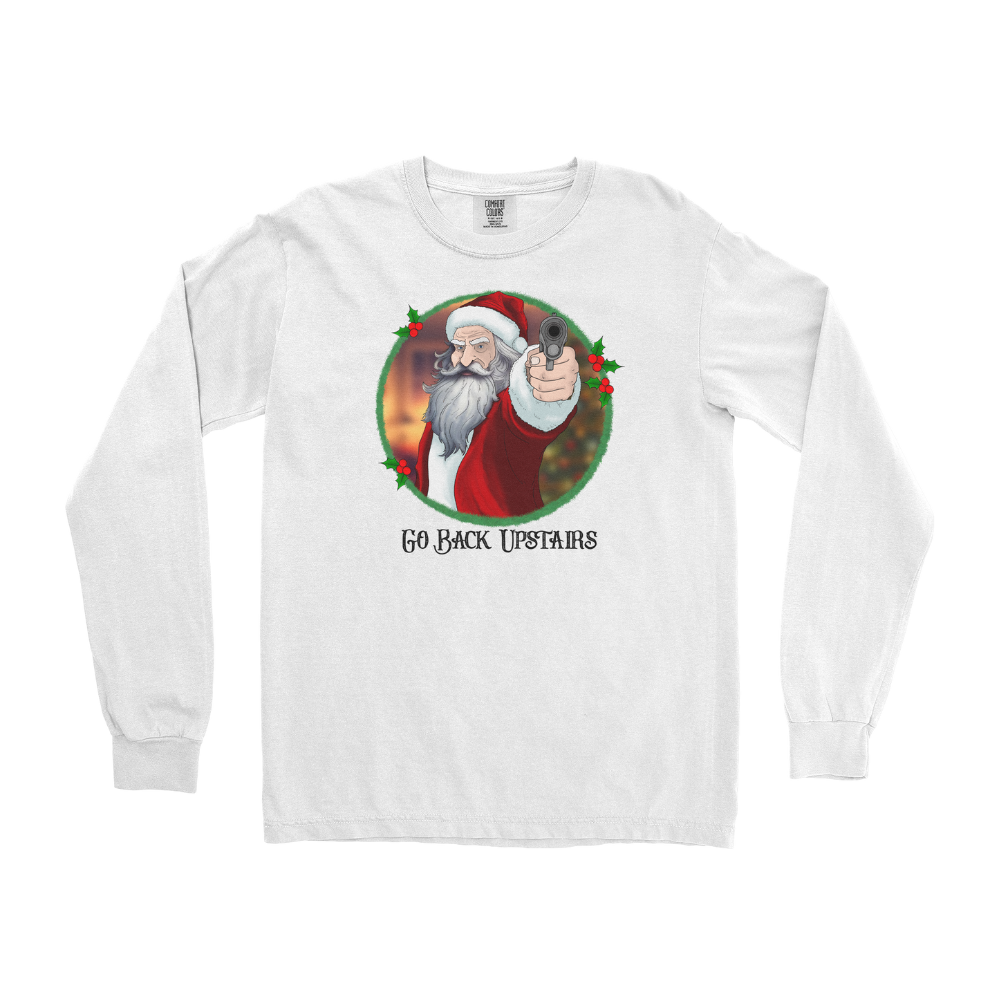 Comfort Colors Long Sleeve Angry Santa  in White