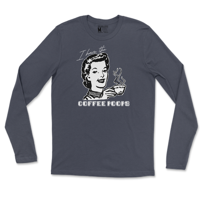 Gildan SoftStyle Long Sleeve Coffee Poops  in Navy