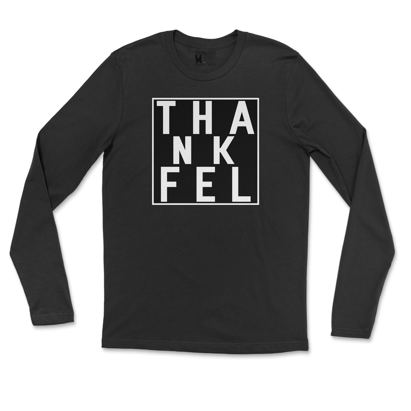 Gildan SoftStyle Long Sleeve THANKFEL in Black