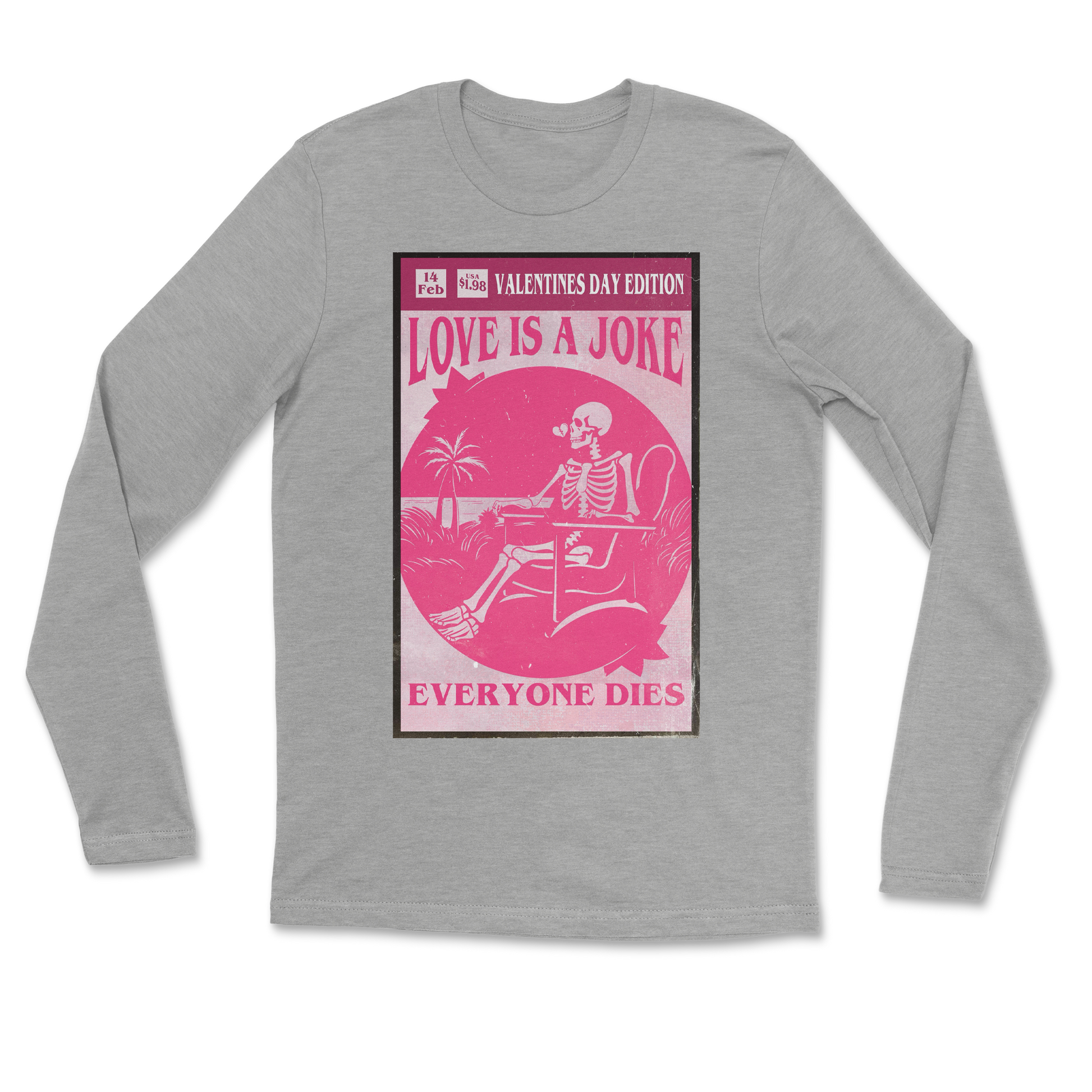 The Nice Shirt Long Sleeve Love Is A Joke in Heather-Gray