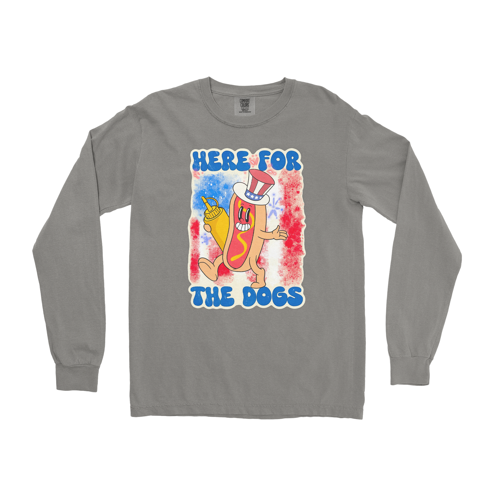 Comfort Colors Long Sleeve Hot Dog in Grey