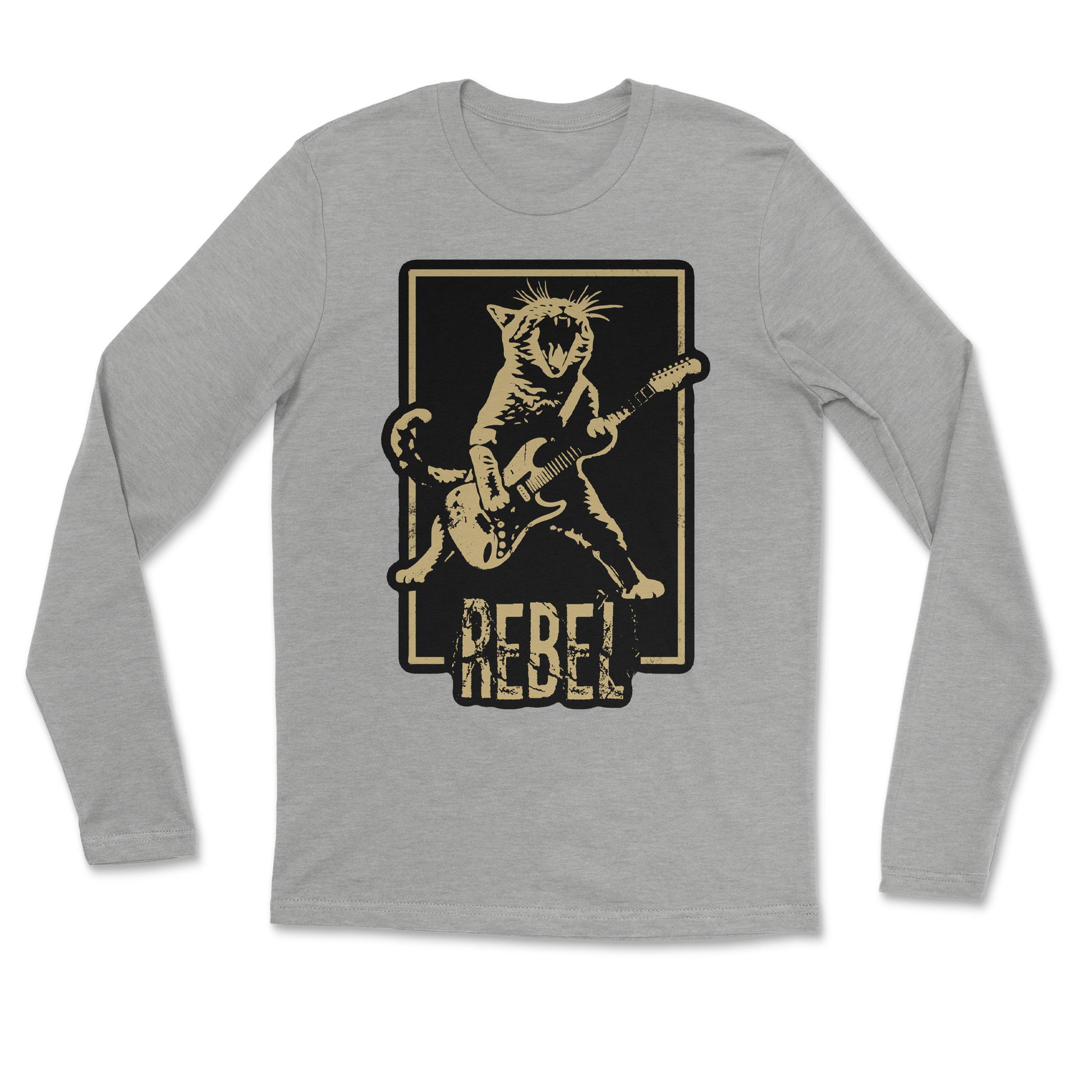 Heavy Blend Long Sleeve Rebel Kitty in Grey Heather