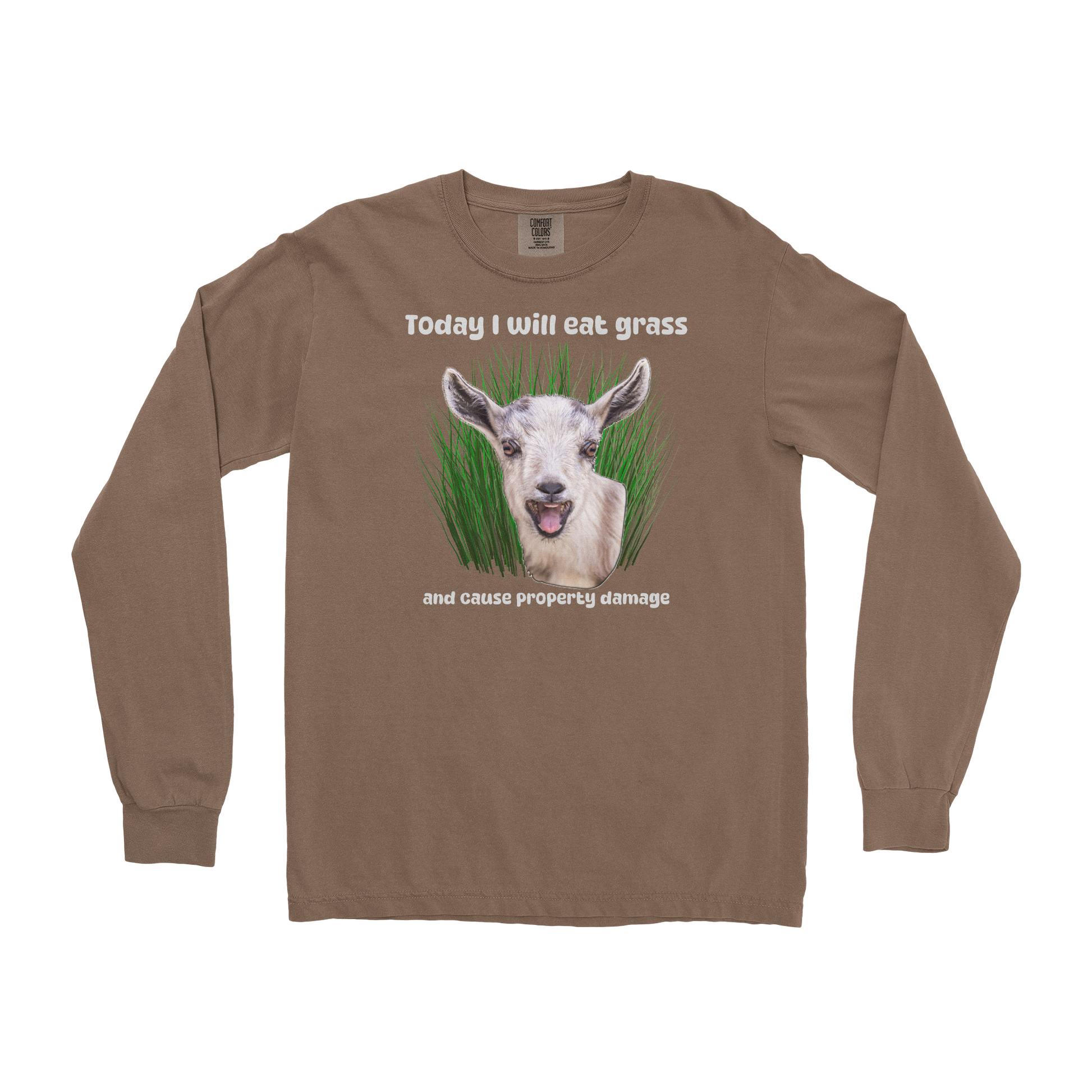 Comfort Colors Long Sleeve Crazy Goat  in Espresso