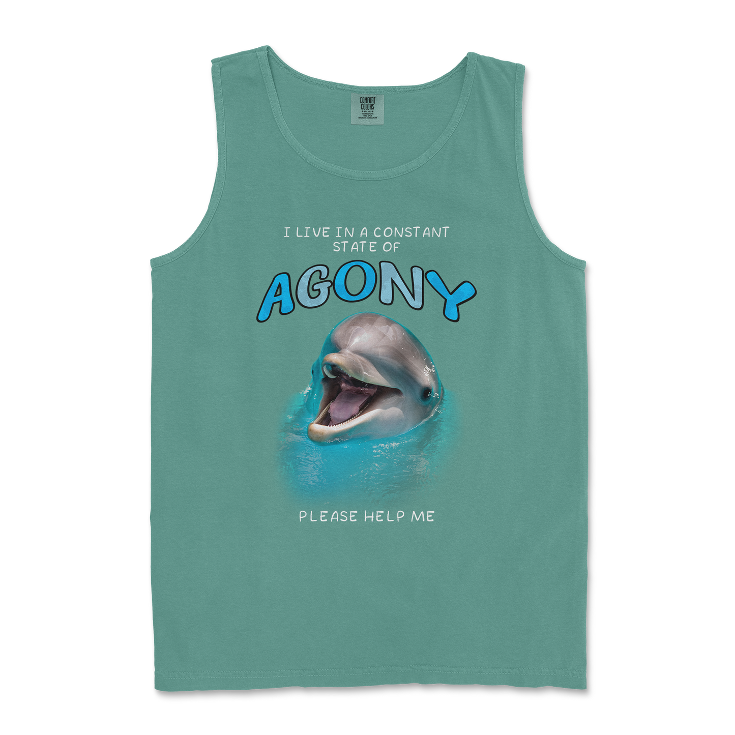 Comfort Colors Tank Top Agony Dolphin in LightGreen