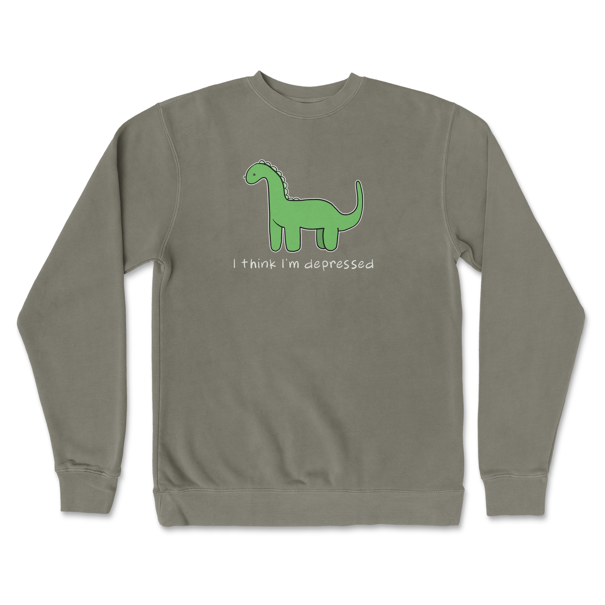 Independent Clothing Co. Crew Neck Depressed Dino  in Army