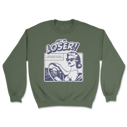 The Nice Shirt Crew Neck Get In Loser  in Military-Green