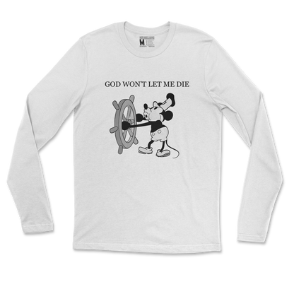 Gildan SoftStyle Long Sleeve God Wont Let Me Die in White