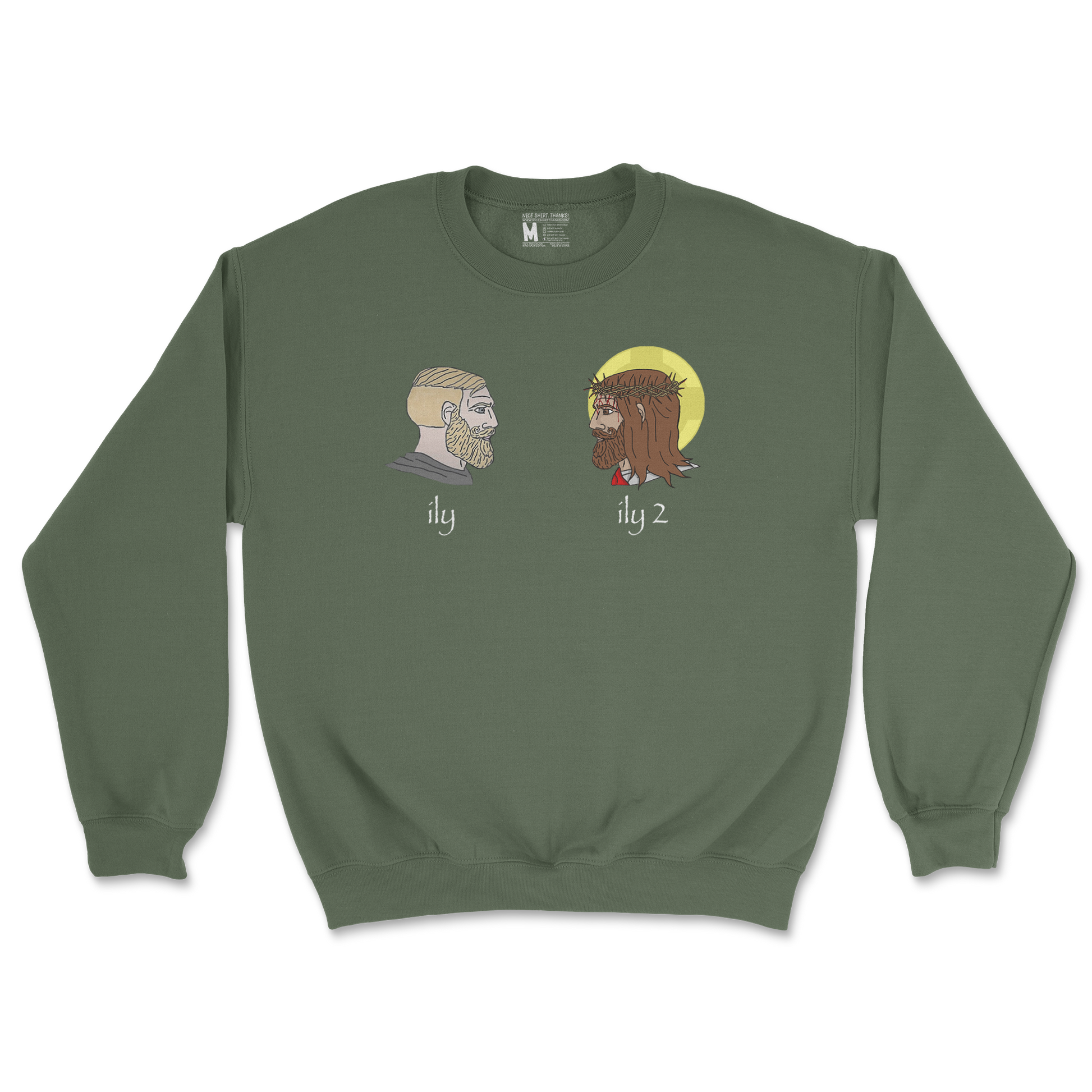 Gildan SoftStyle Crew Neck ILY in Military Green