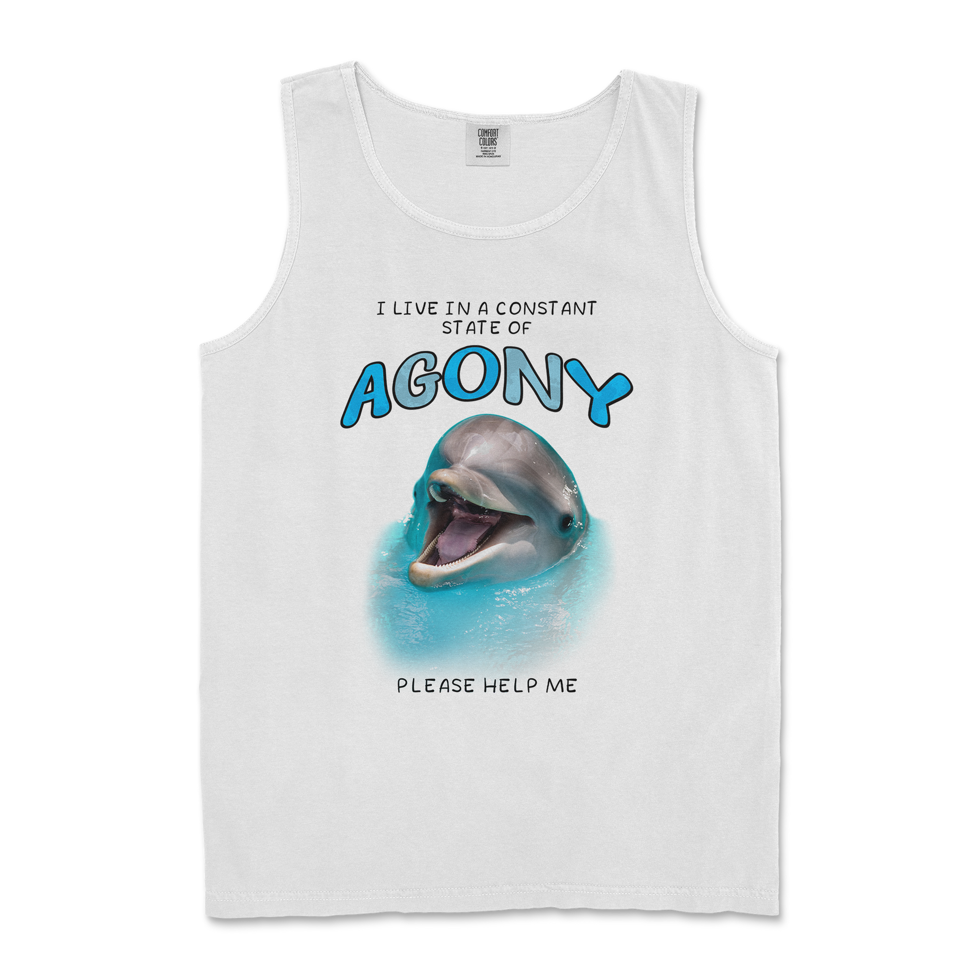 Comfort Colors Tank Top Agony Dolphin in White