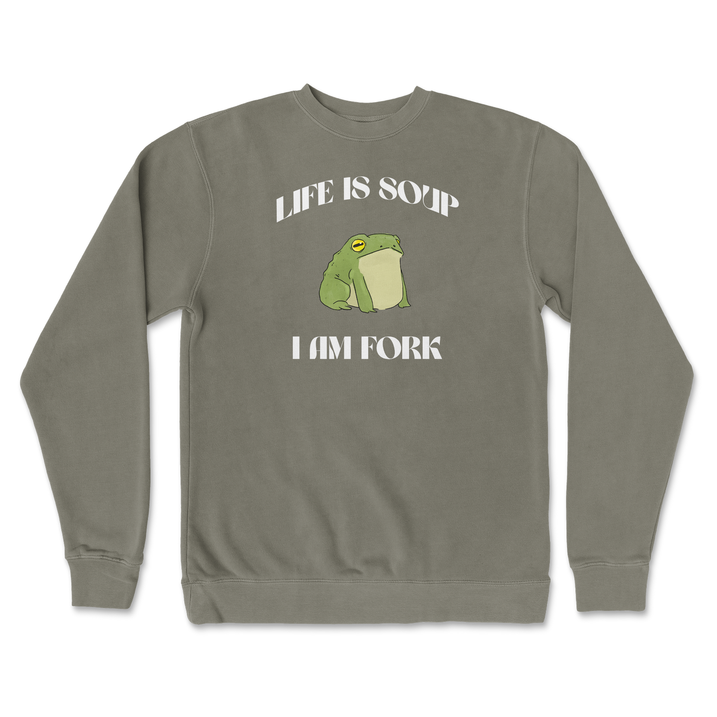 Independent Clothing Co. Crew Neck I Am Fork  in Army