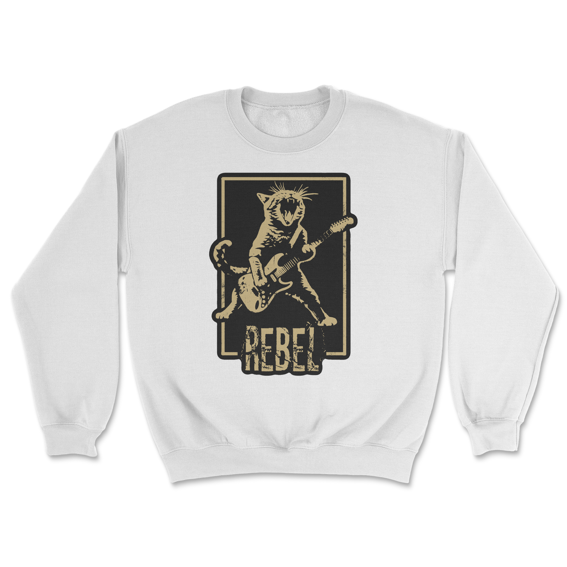 Heavy Blend Crew Neck Rebel Kitty in White