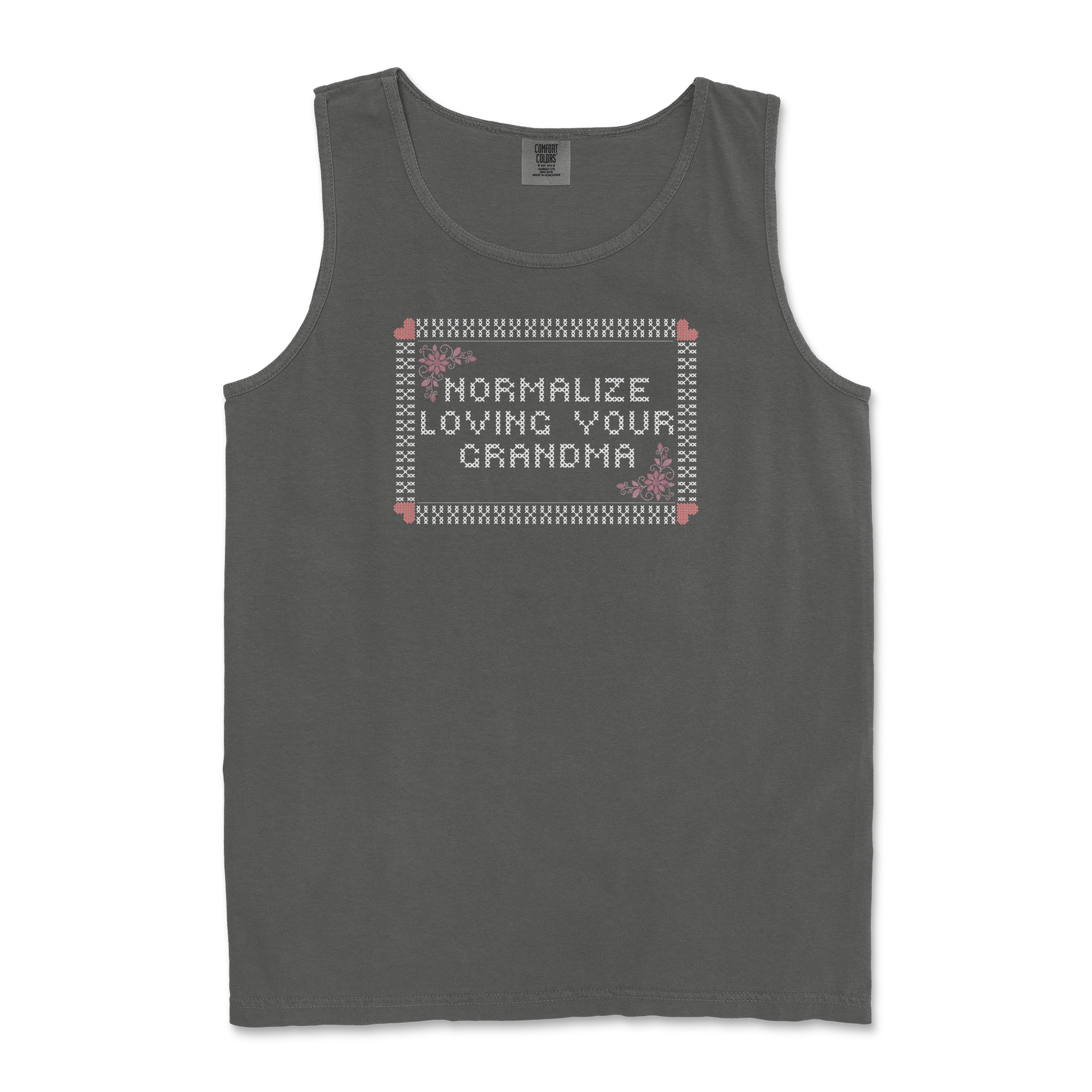 Comfort Colors Tank Top Cross Stitch in Pepper