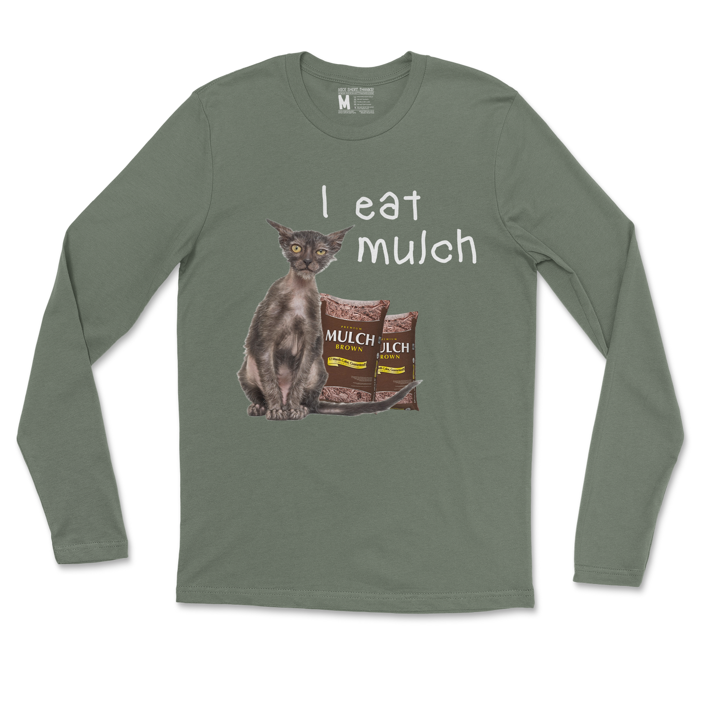 Gildan SoftStyle Long Sleeve I Eat Mulch in Military Green