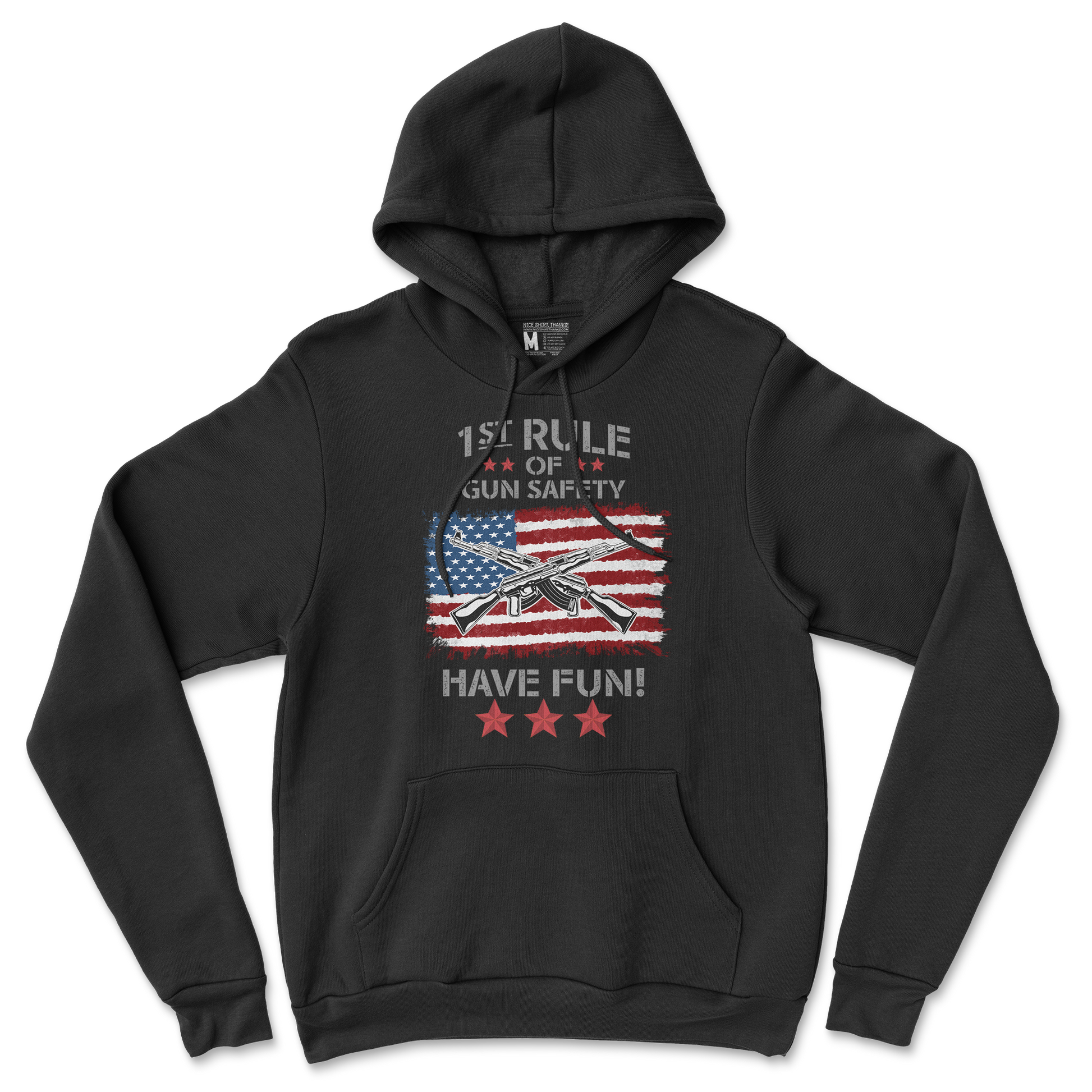 Gildan SoftStyle Hoodie 1st Rule of Gun Safety in Back