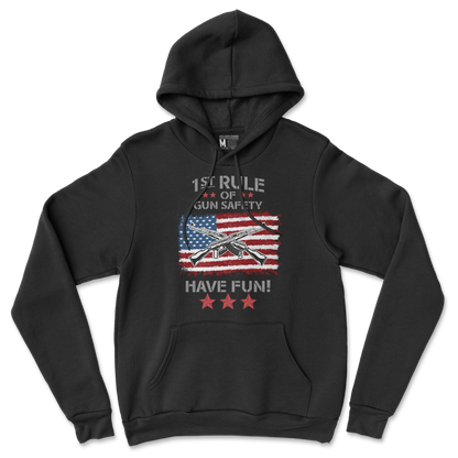 Gildan SoftStyle Hoodie 1st Rule of Gun Safety in Back