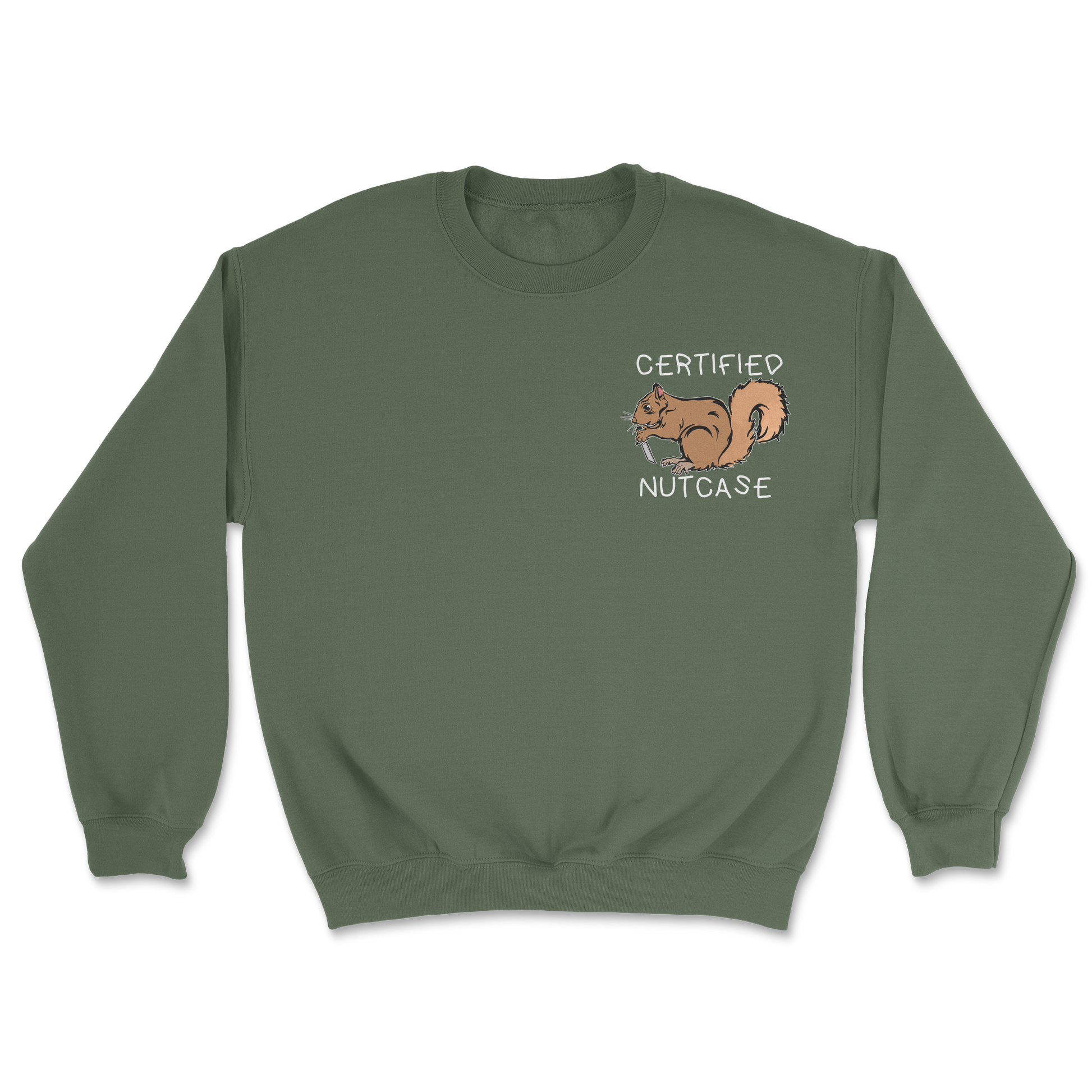 The Nice Shirt Crew Neck Nutcase  in Military-Green