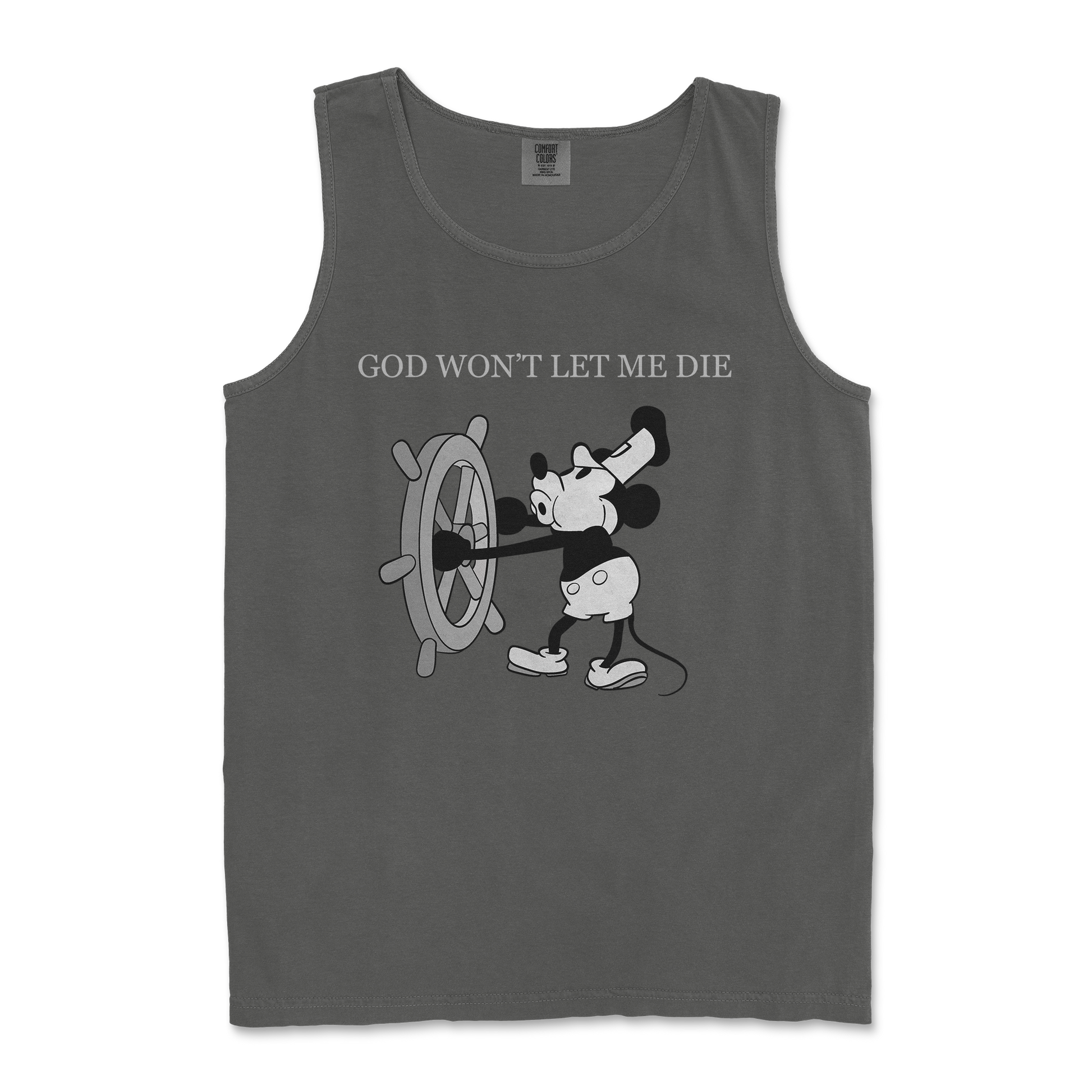 Comfort Colors Tank Top God Wont Let Me Die in Pepper