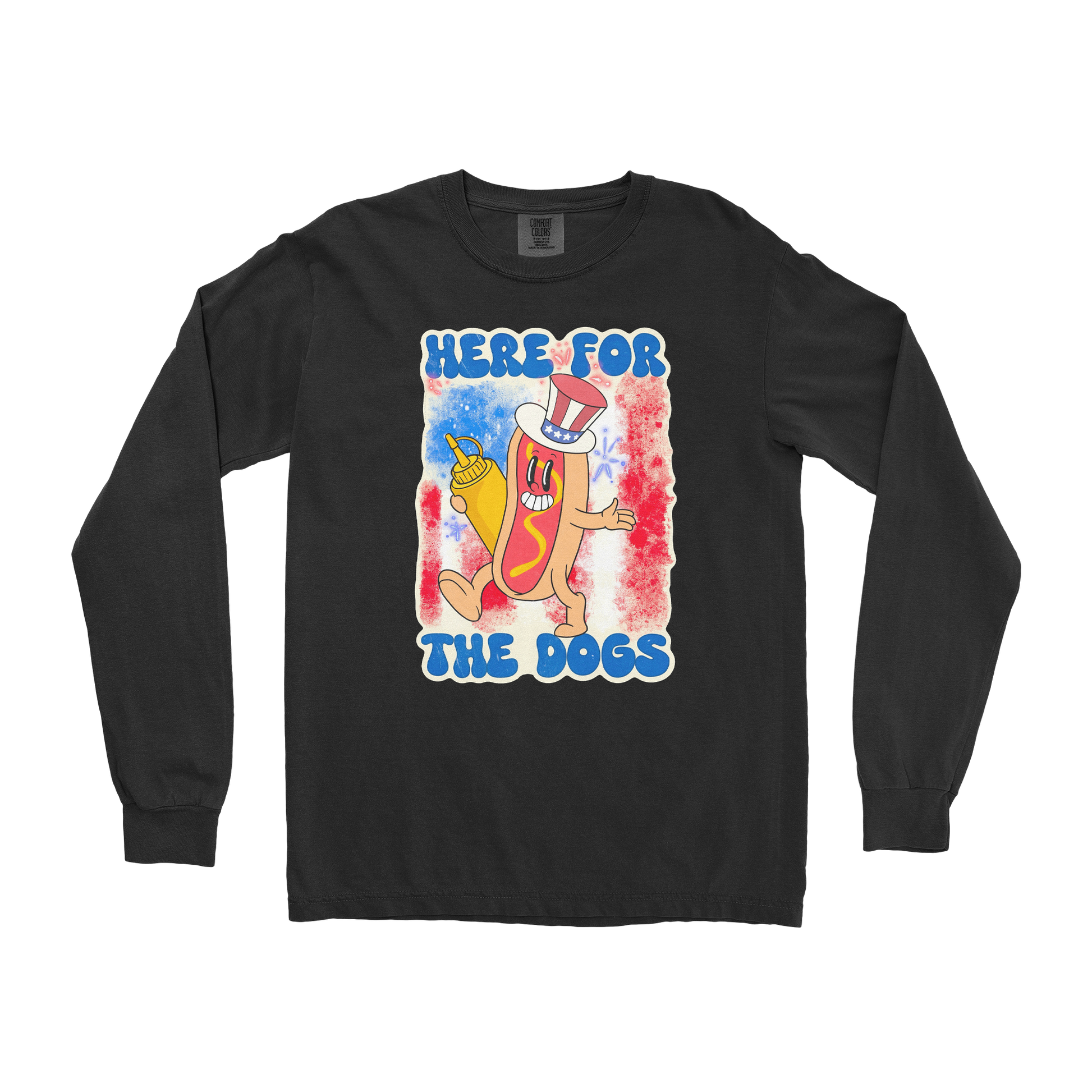 Comfort Colors Long Sleeve Hot Dog in Black