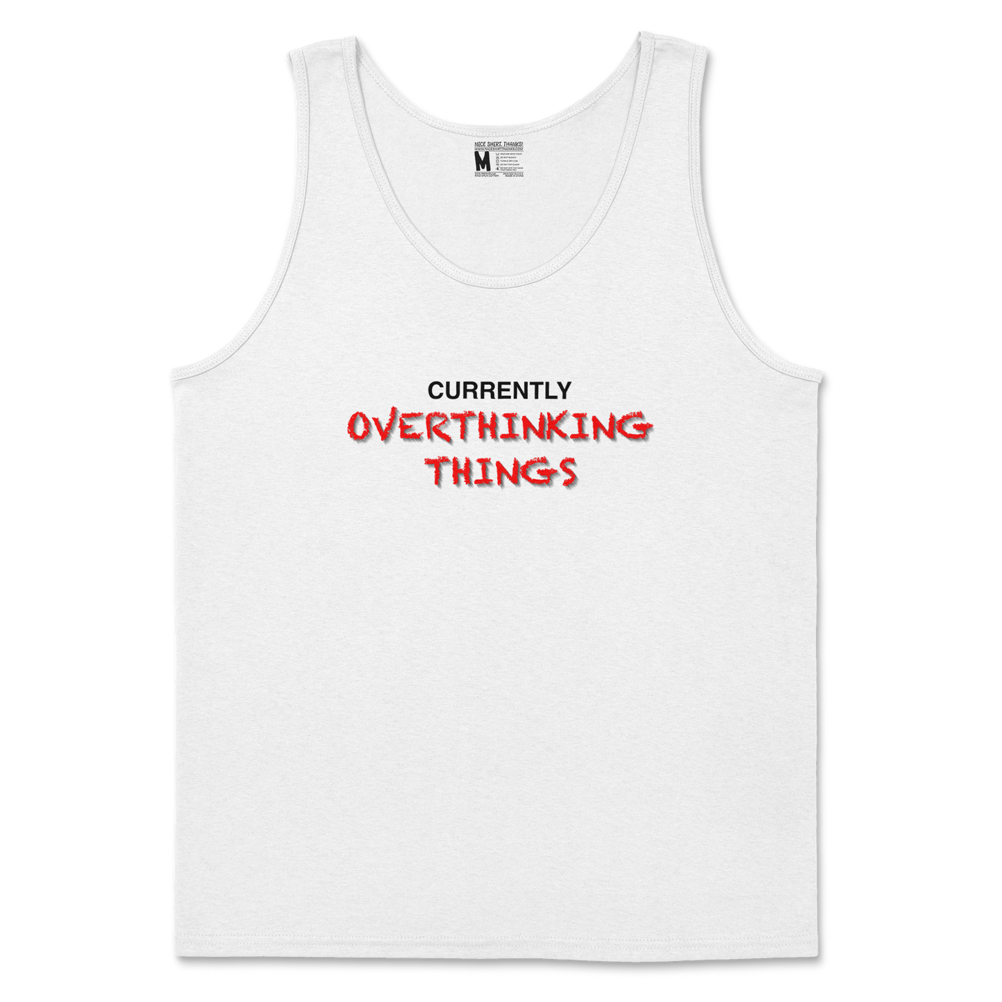 Gildan SoftStyle Tank Top For Our Lil Overthinker in White