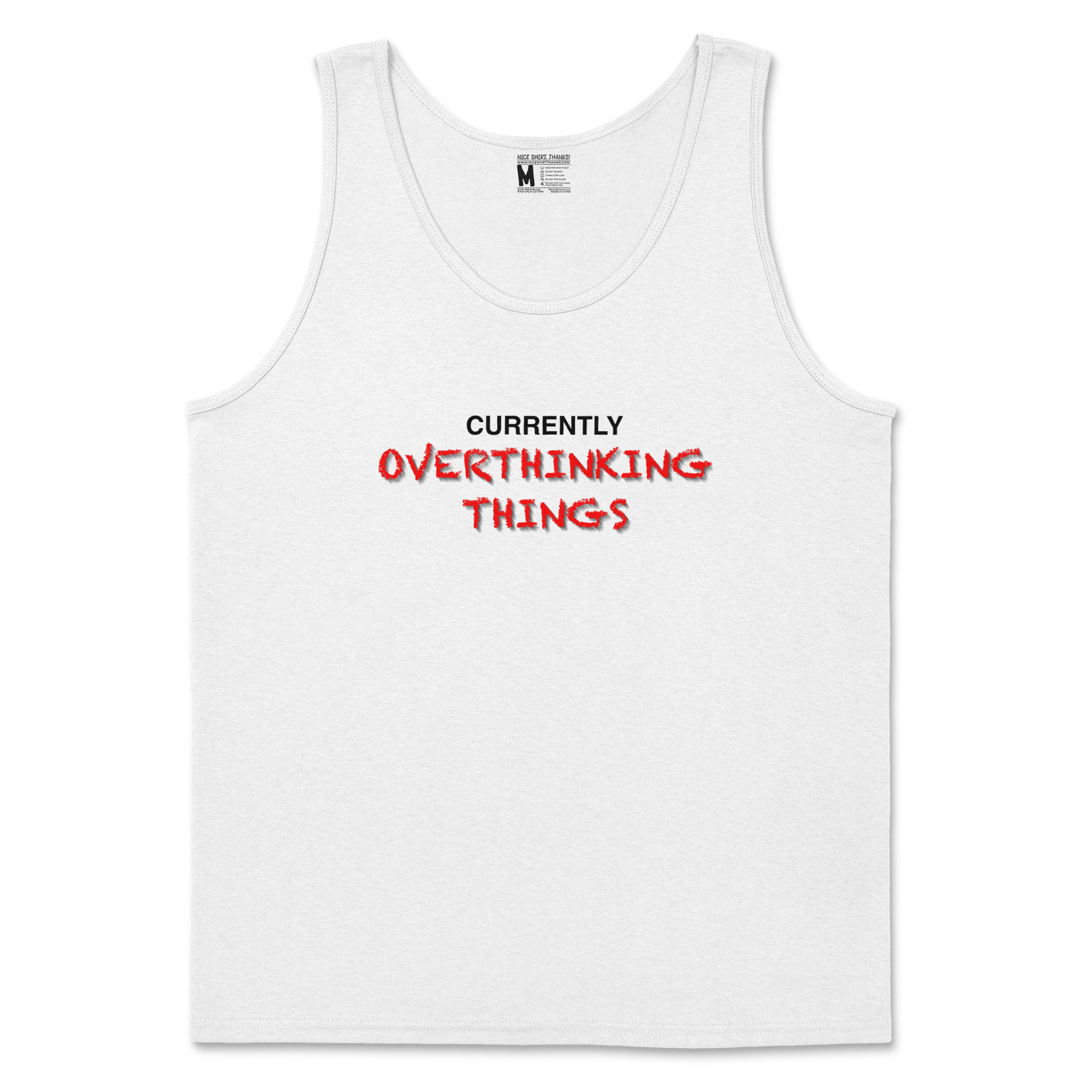 Gildan SoftStyle Tank Top For Our Lil Overthinker in White