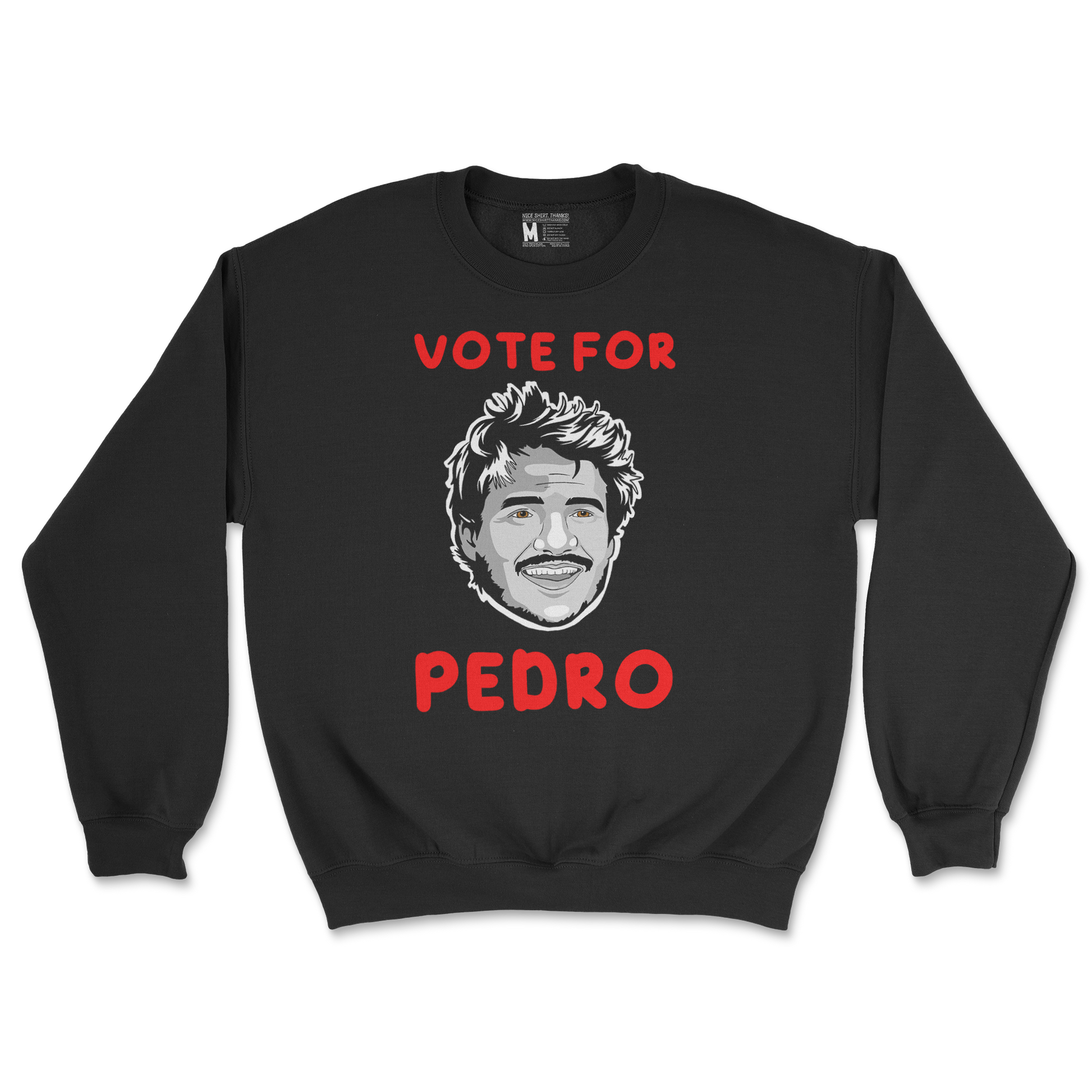 Gildan SoftStyle Crew Neck Vote For Pedro in Black