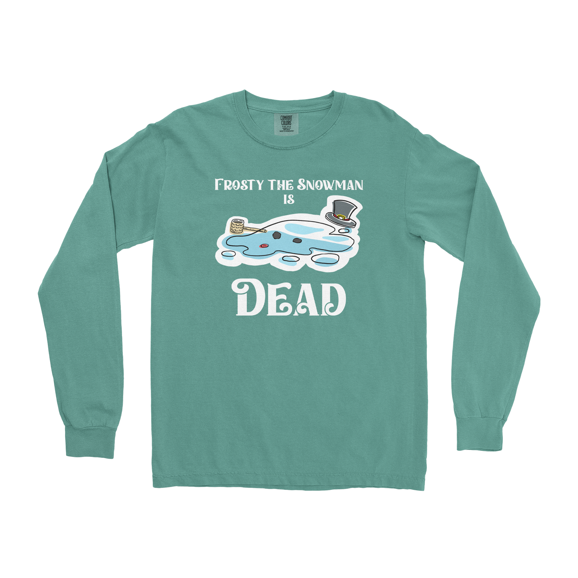 Comfort Colors Long Sleeve Frosty is Dead  in Light-Green