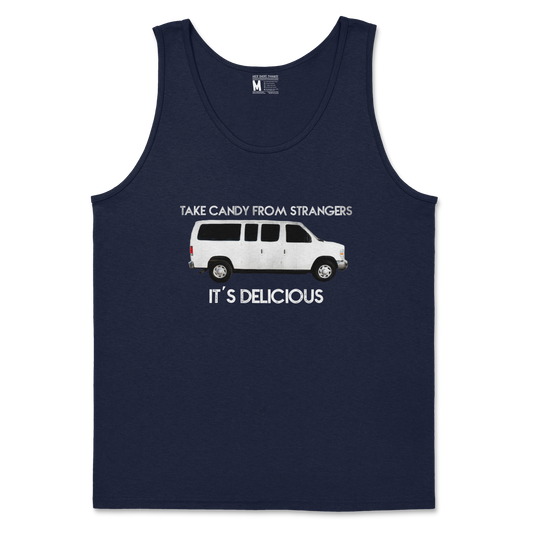 Gildan SoftStyle Tank Top Stranger Danger in Navy