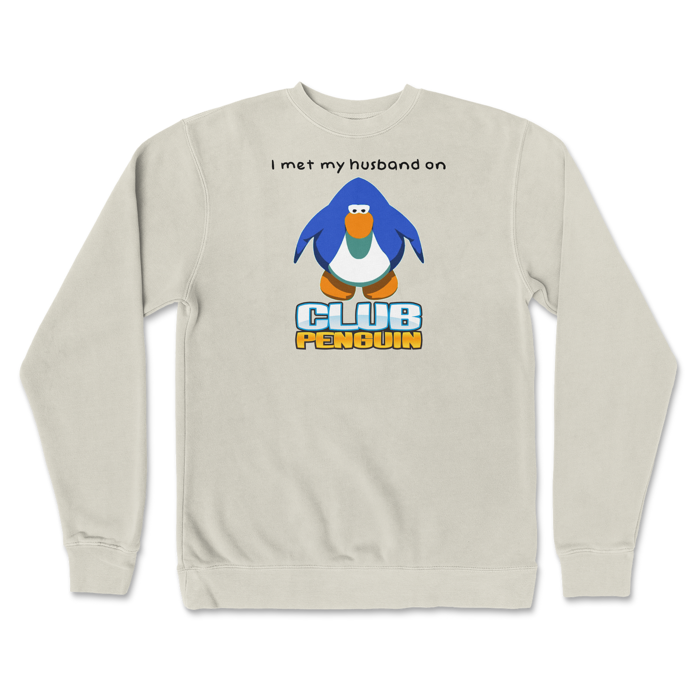 Independent Clothing Co. Crew Neck Club Penguin Husband  in Bone