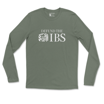 Gildan SoftStyle Long Sleeve Defund The IBS in Military Green