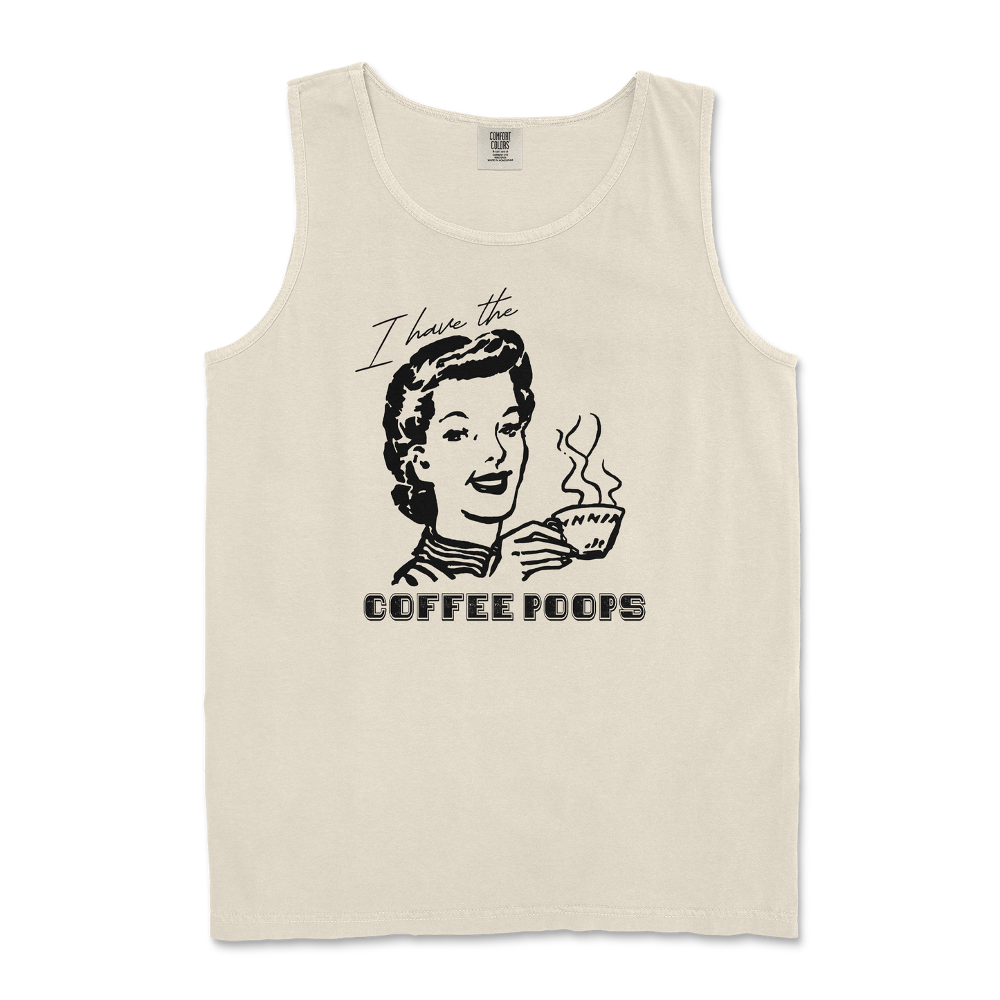 Comfort Colors Tank Top Coffee Poops  in Ivory