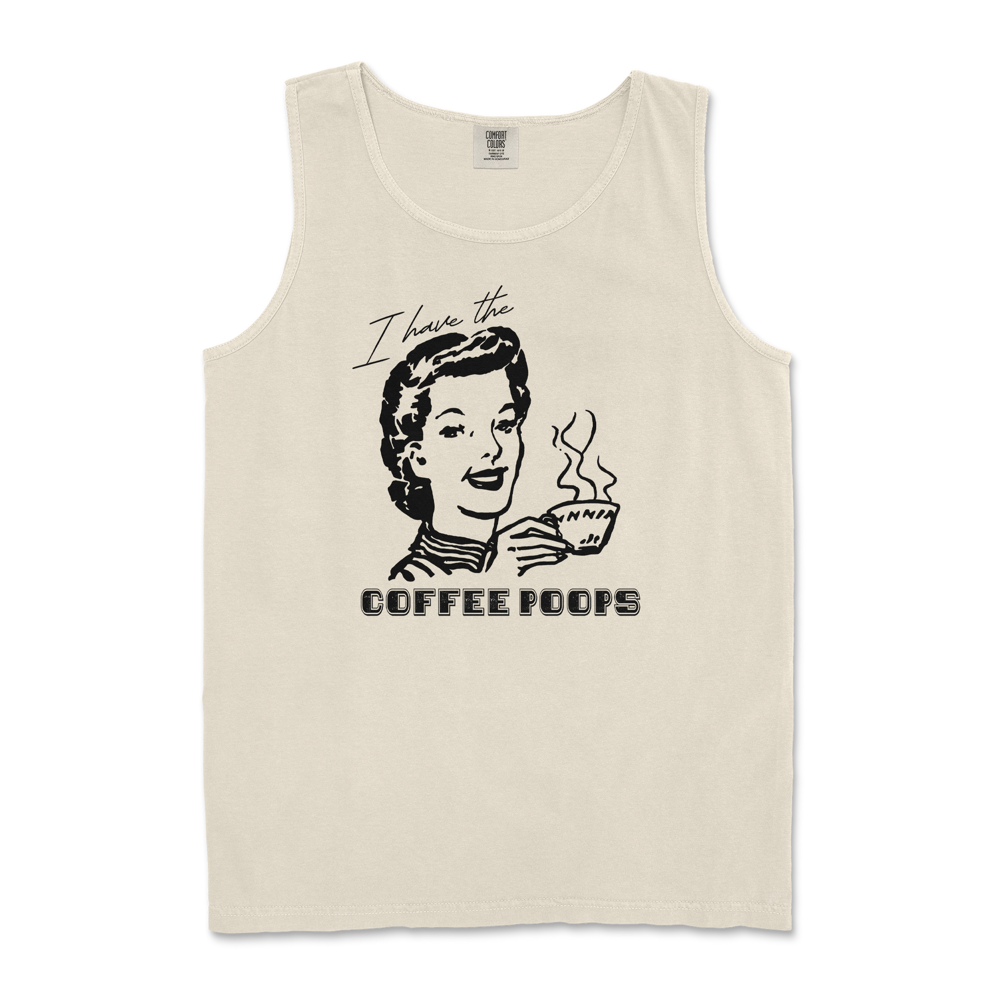 Comfort Colors Tank Top Coffee Poops  in Ivory