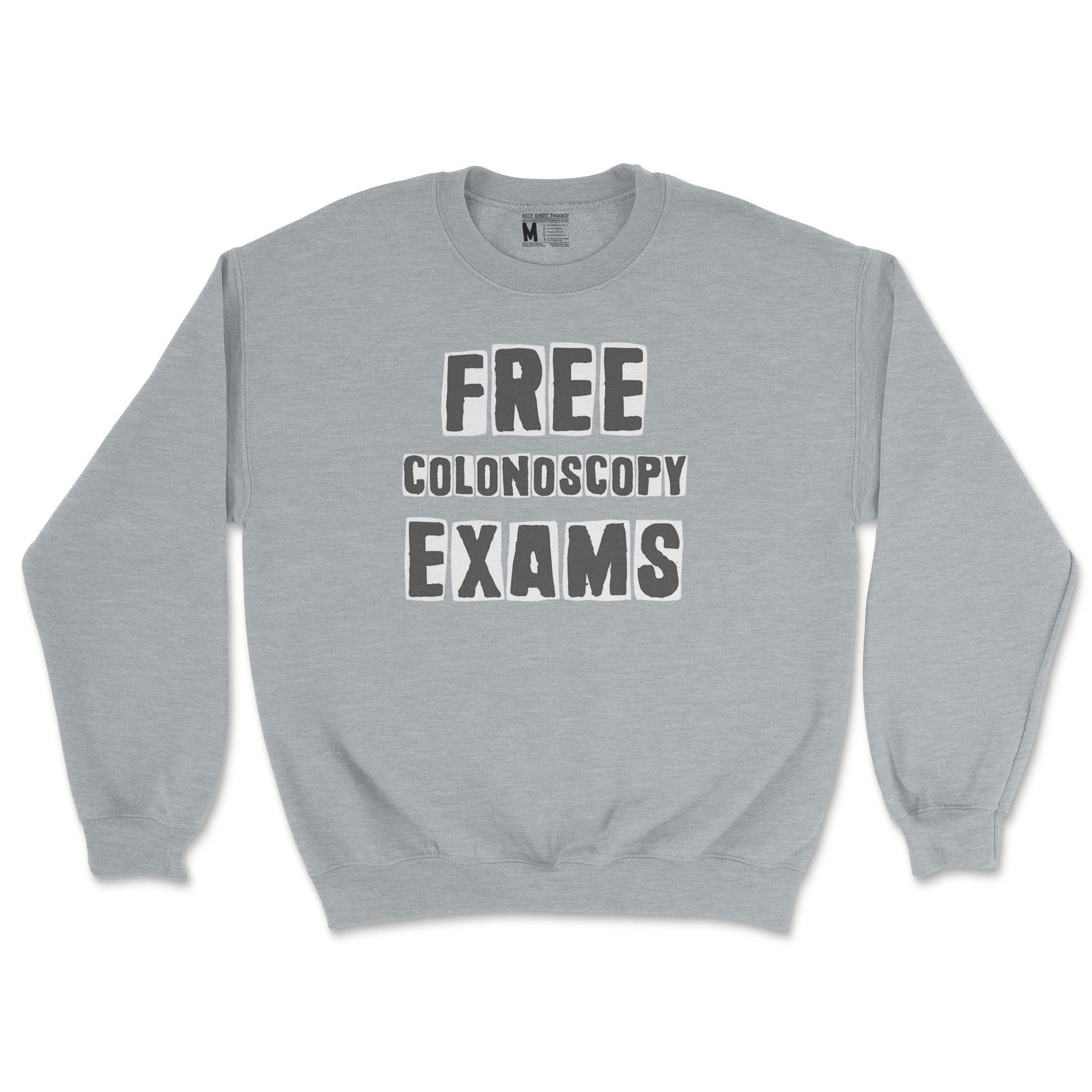 Gildan SoftStyle Crew Neck Free Colonoscopy Exams in Sports Grey