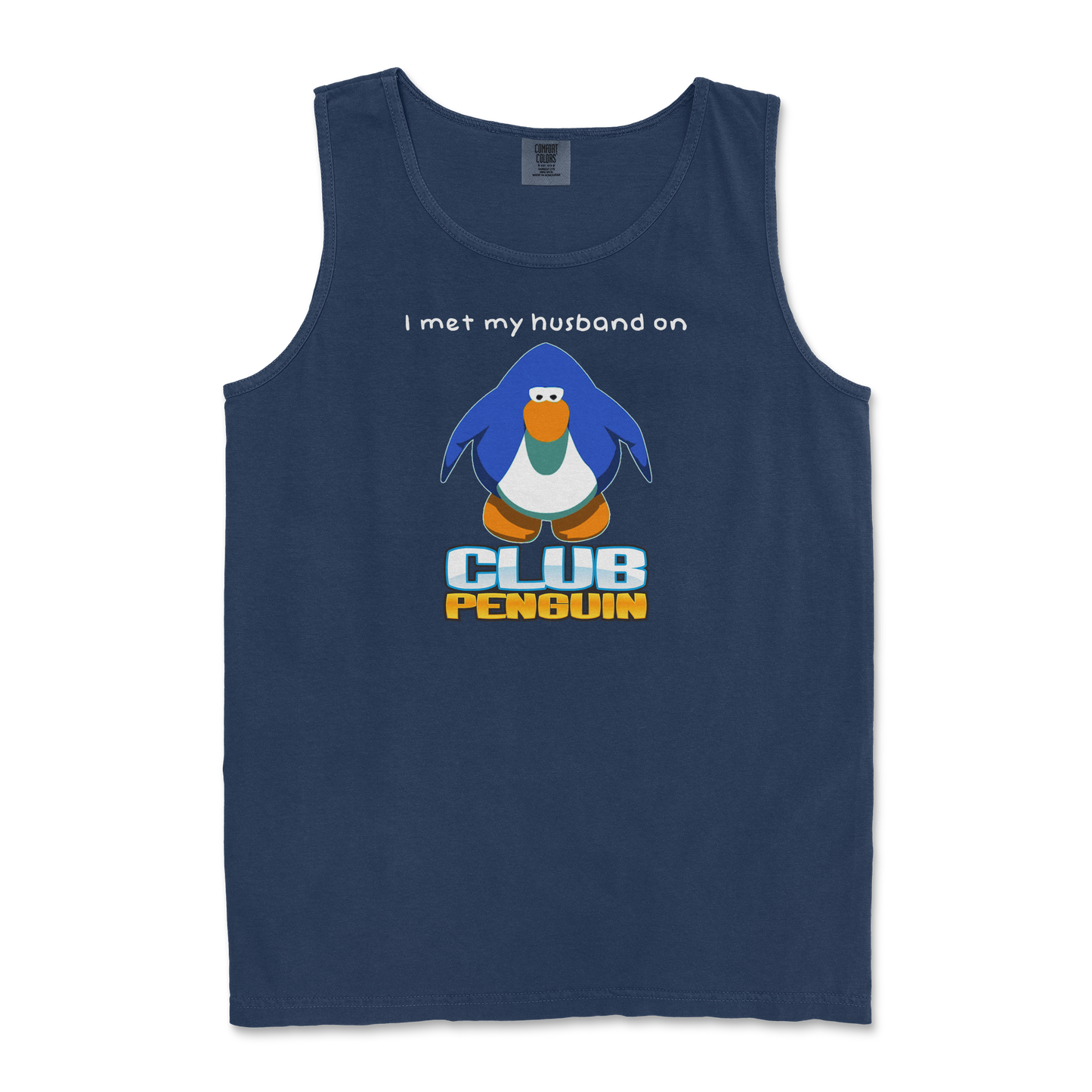 Comfort Colors Tank Top Club Penguin Husband  in True-Navy