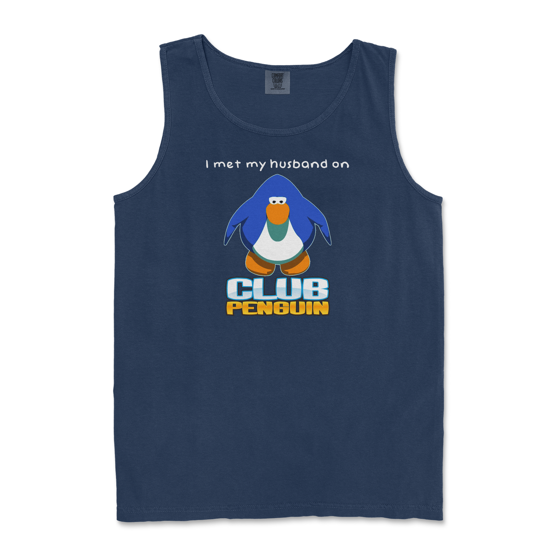 Comfort Colors Tank Top Club Penguin Husband  in True-Navy