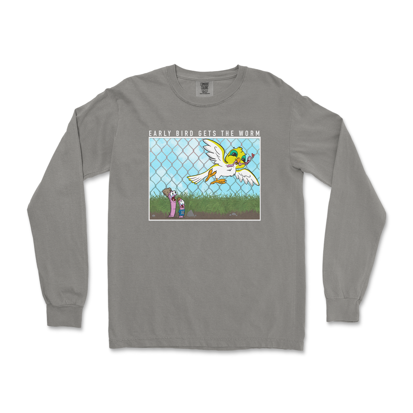 Comfort Colors Long Sleeve Early Bird in Grey