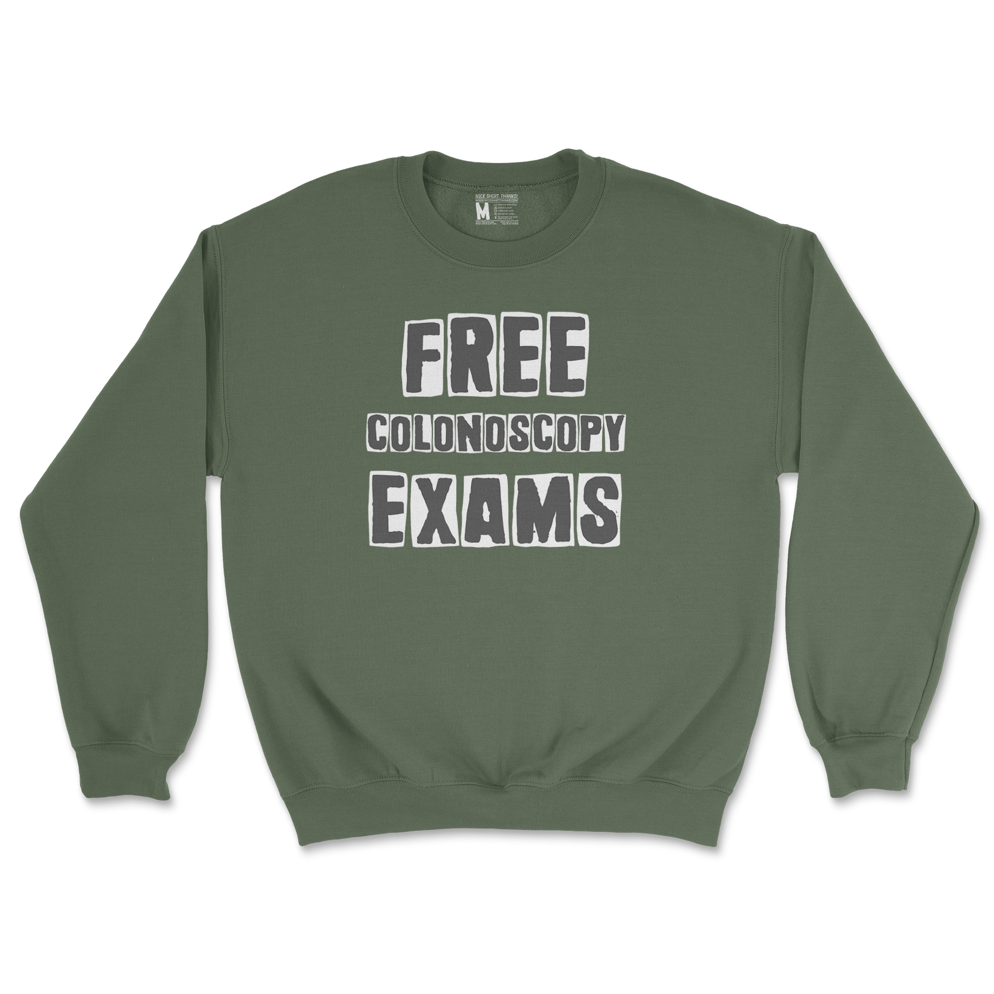 Gildan SoftStyle Crew Neck Free Colonoscopy Exams in Military Green