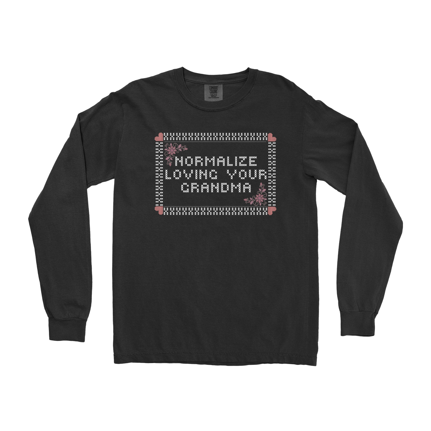 Comfort Colors Long Sleeve Cross Stitch in Black