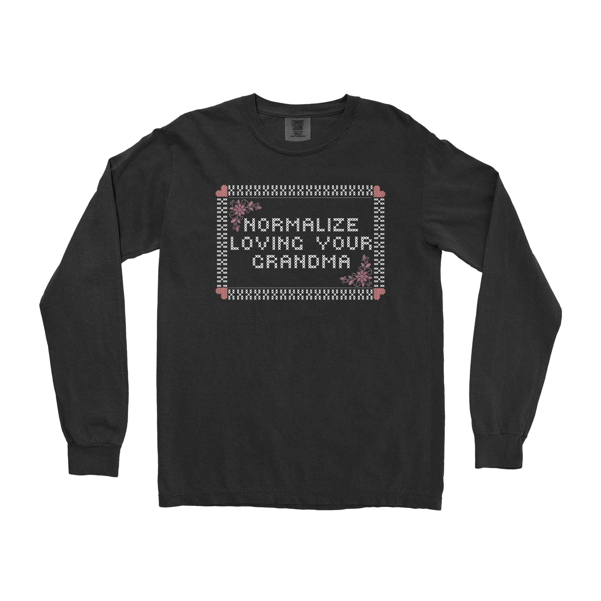 Comfort Colors Long Sleeve Cross Stitch in Black